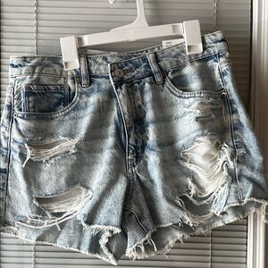 American Eagle Outfitters Blue Jean Shorts Distressed Cut-Off